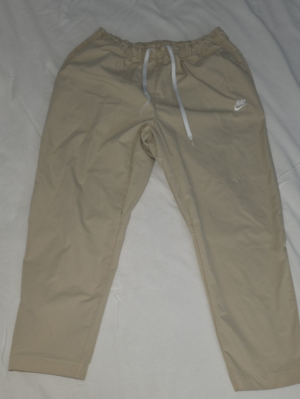 Nike Men's Beige Chinos with White Logo
